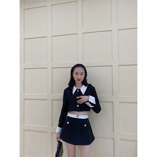 Set dạ nhũ cổ sơ mi cúc đá 238