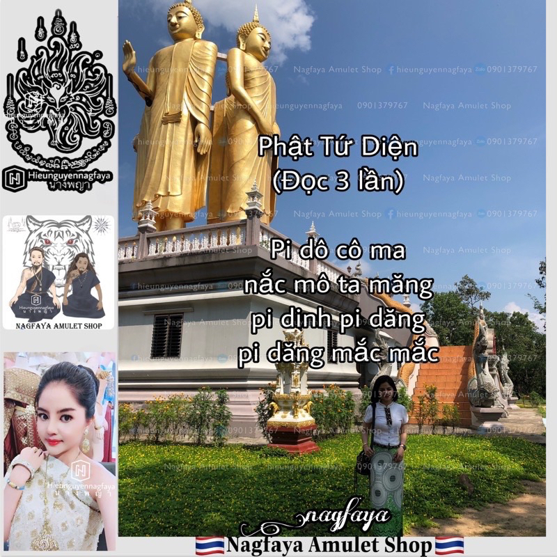 Mặt Phật Bốn Mặt Thái Lan Đính Hột - Xi Mạ