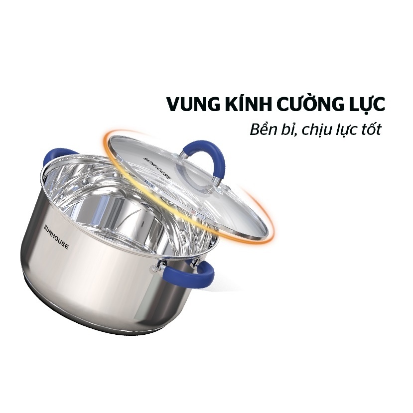 Bộ nồi inox 3 ĐÁY SUNHOUSE SHG361 đẹp chắc chắn chính hãng Sunhouse.kimbao.officialstorec