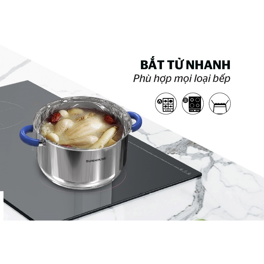 Bộ nồi inox 3 ĐÁY SUNHOUSE SHG361 đẹp chắc chắn chính hãng Sunhouse.kimbao.officialstorec