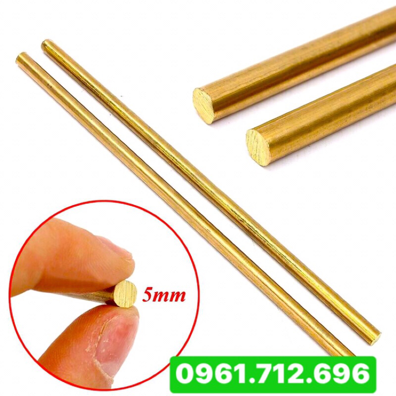 Thanh đồng vàng tròn đặc phi 5 mm (hàng bóng đẹp )dài 1m