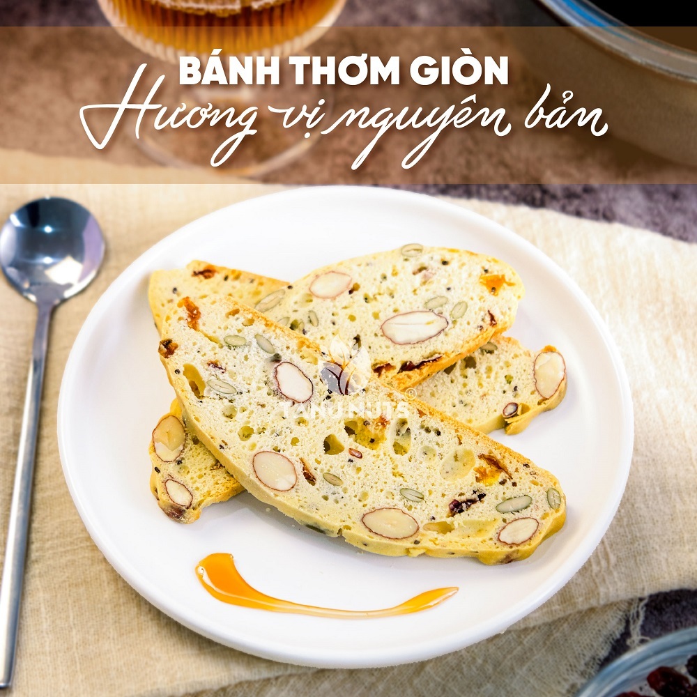 Bánh biscotti ăn kiêng TANU NUTS túi 250g, bánh ngũ cốc mix hạt dinh dưỡng tốt cho gym, yoga.