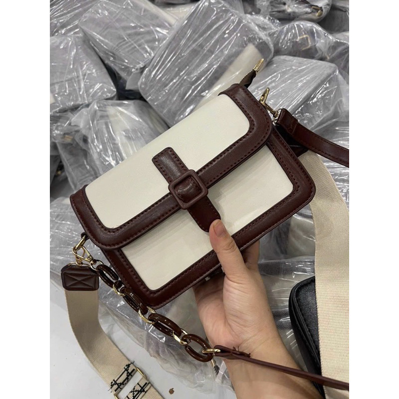 Túi đeo vai đeo chéo nữ hai dây đeo bản to khóa cài túi xách nữ kẹp nách đeo chéo đeo vai