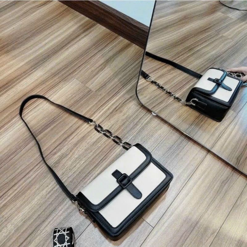 Túi đeo vai đeo chéo nữ hai dây đeo bản to khóa cài túi xách nữ kẹp nách đeo chéo đeo vai