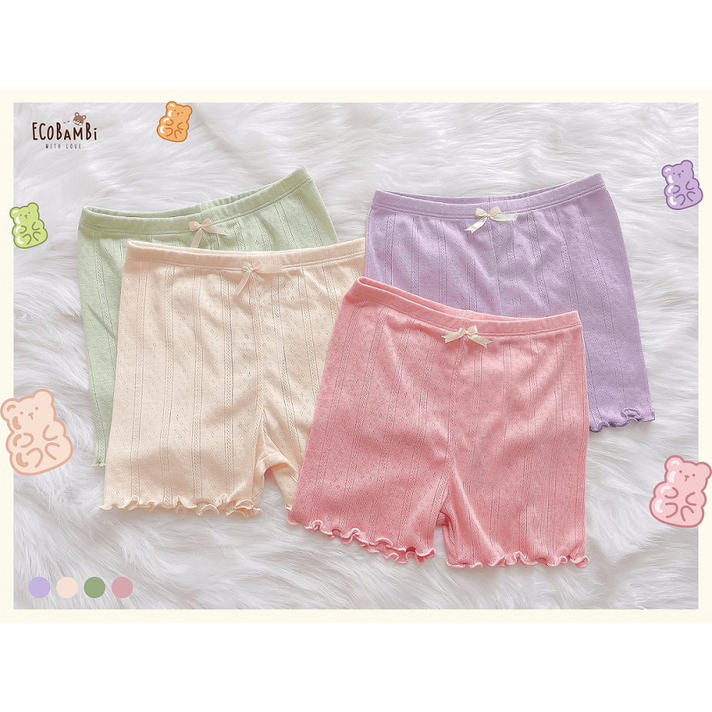 Quần lót boxer thông hơi, bảo hộ mặc váy, chống cuộn, shorts ngủ kiểu dệt Jacquard bé gái Ecobambi