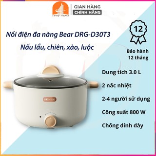 Nồi lẩu điện đa năng Seka Bear DRG-D30T3, dung tích 3L, dùng để nấu lẩu, chiên, xào, luộc, độ bền cao - BH chính hãng12T