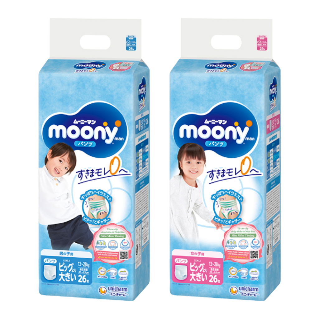 Bỉm dán, Bỉm quần Moony xanh cho bé