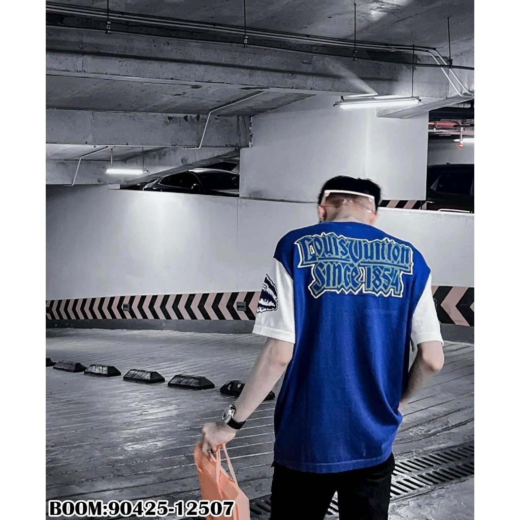 Áo Phông Nam Nữ Cổ Tròn Eo Vì Xanh Pha Tay Trắng In Chữ Số 1954 Logo Mặt Cá . Ao Thun Siêu Cấp Dành Cho Boy Phố Hot 2023