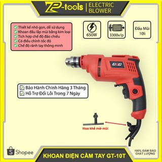 Máy khoan cầm tay, máy bắt vít, khoan bắn vít  GT10T đầu 10ly, công suất 600w, có đảo chiều - điều tốc, hàng chính hãng