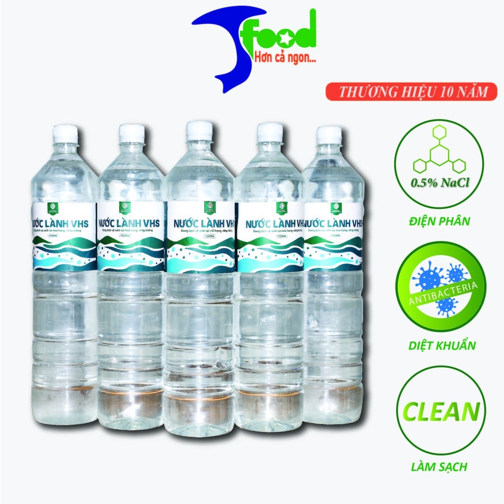 Combo 6 chai Nước Lành VHS Nước A chứa 0,5% NaCl điện hóa diệt khuẩn lành tính 1,5L/chai