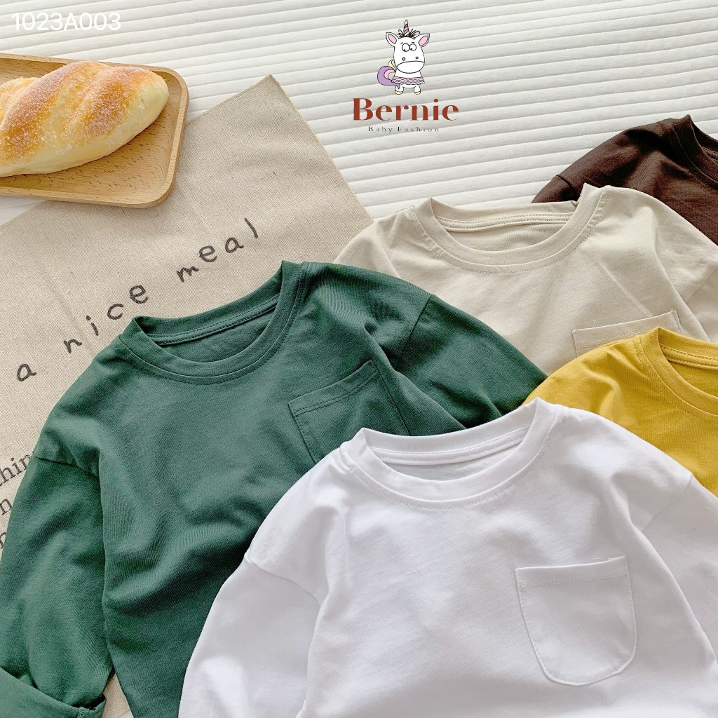 Áo thu đông bé trai bé gái túi ngực Bernie - Áo dài tay bé trai bé gái cho bé từ 9-23kg - 1023A003