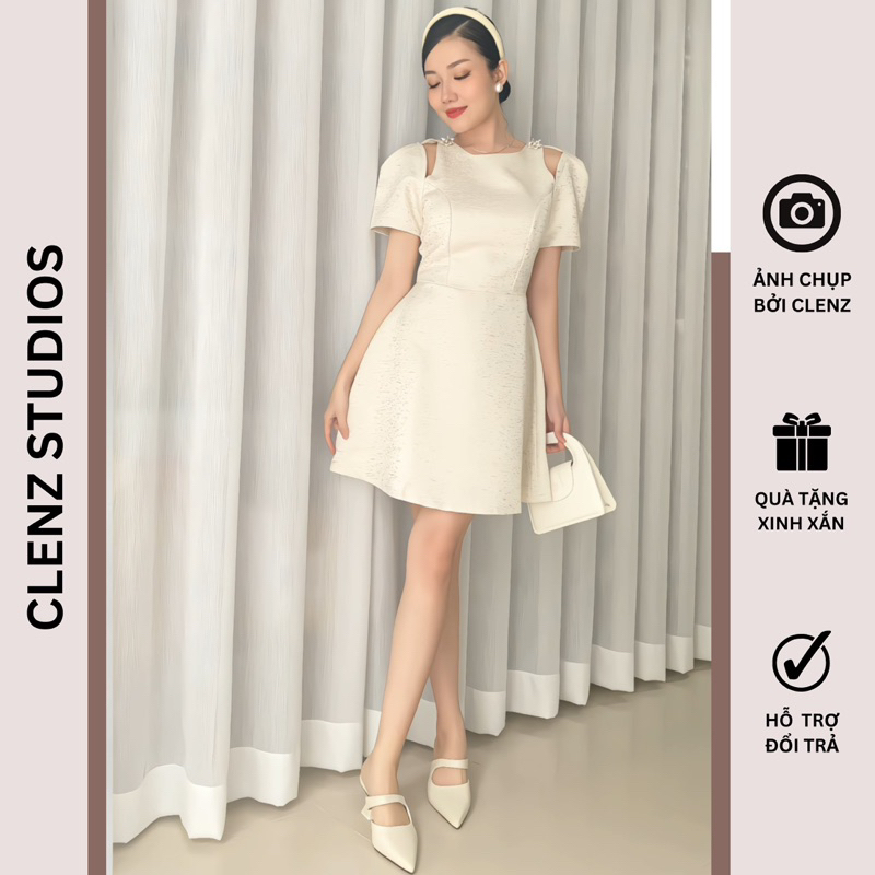 Đầm gấm đính đá sang trọng D26, form chữ A tôn dáng