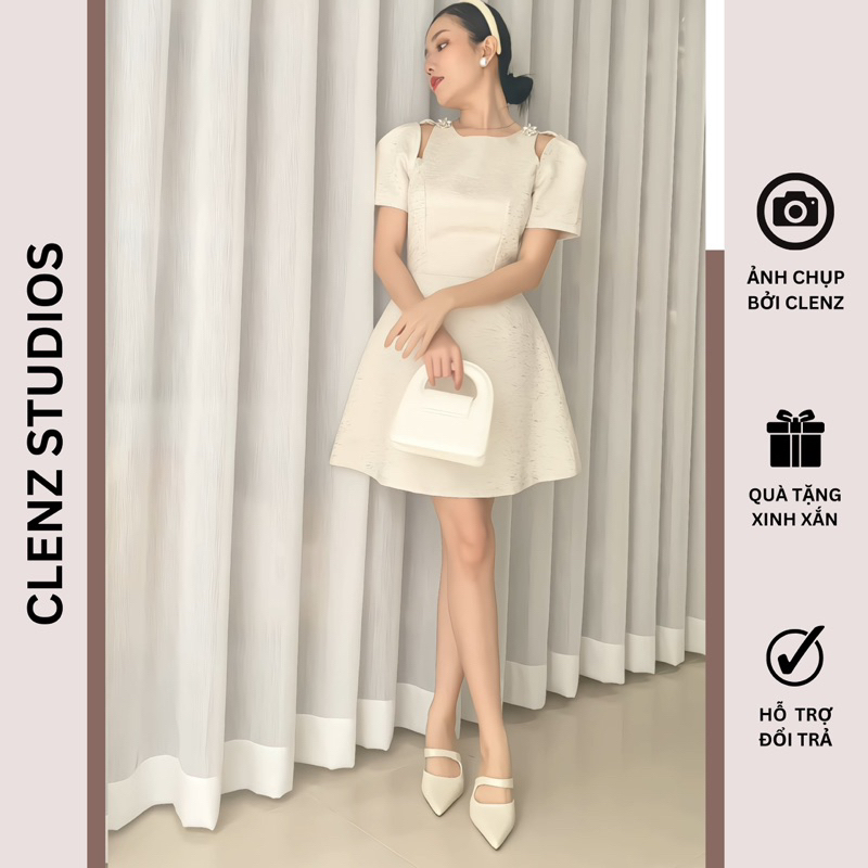 Đầm gấm đính đá sang trọng D26, form chữ A tôn dáng