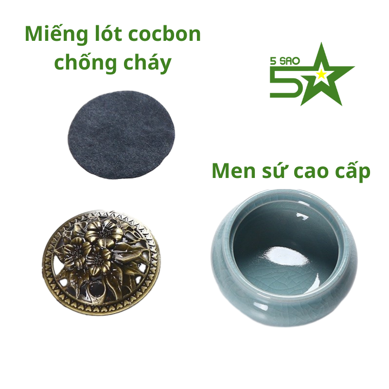 Lư Xông Nụ Trầm Tương Nhang Khoanh - Tặng Kèm 5 Viên Nụ Trầm Hương Cao Cấp