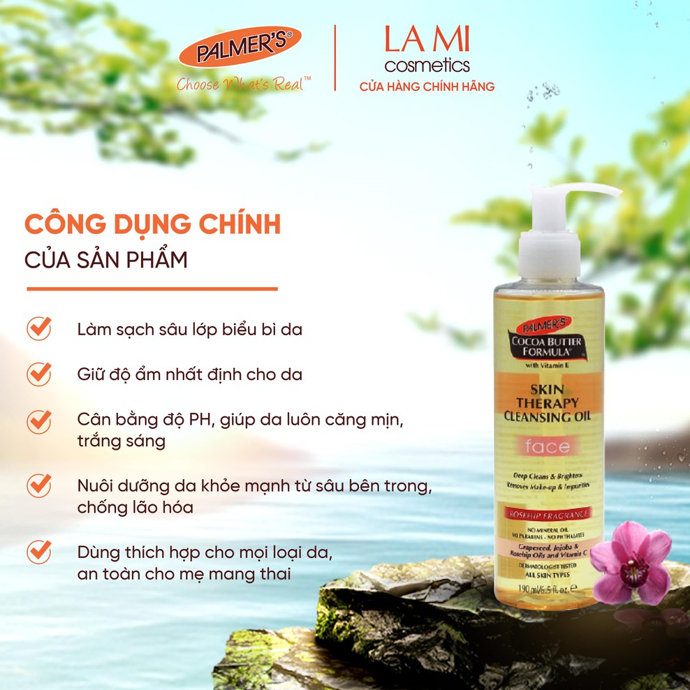 Dầu tẩy trang làm sạch sâu và dưỡng ẩm Palmer's 190ml