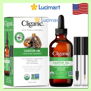 Dầu thầu dầu hữu cơ Castor Oil Cliganic nguyên chất 100% dành cho da, tóc, lông mày & mi