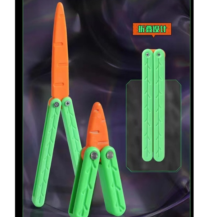Đồ chơi dao cà rốt vô tri IN 3D mini gấp gọn hot hit, dao hoạt hình đồ chơi giảm Stress