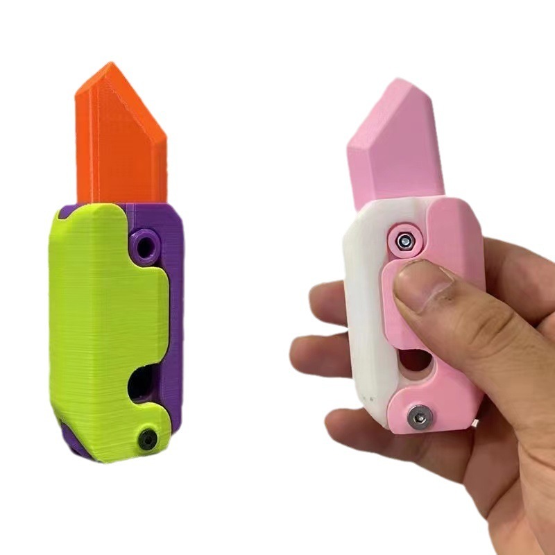 Đồ chơi dao cà rốt vô tri IN 3D mini gấp gọn hot hit, dao hoạt hình đồ chơi giảm Stress