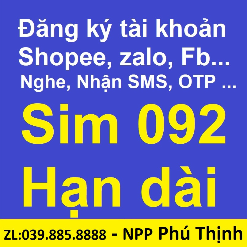 Sim otp đăng ký các ứng dụng, shope, laz, ttk, momo, zaaaloo....