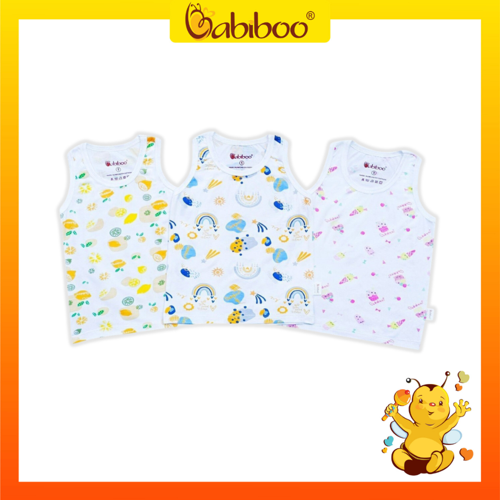 Áo sơ sinh Babiboo áo thun ba lỗ vải viscose sợi gỗ mềm mịn. thoáng mát (3kg-12kg) BTK41