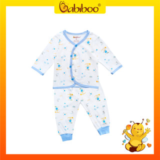 BỘ SƠ SINH DÀI IN NHIỀU HÌNH 100% COTTON MỀM MẠI BABIBOO - BBC05