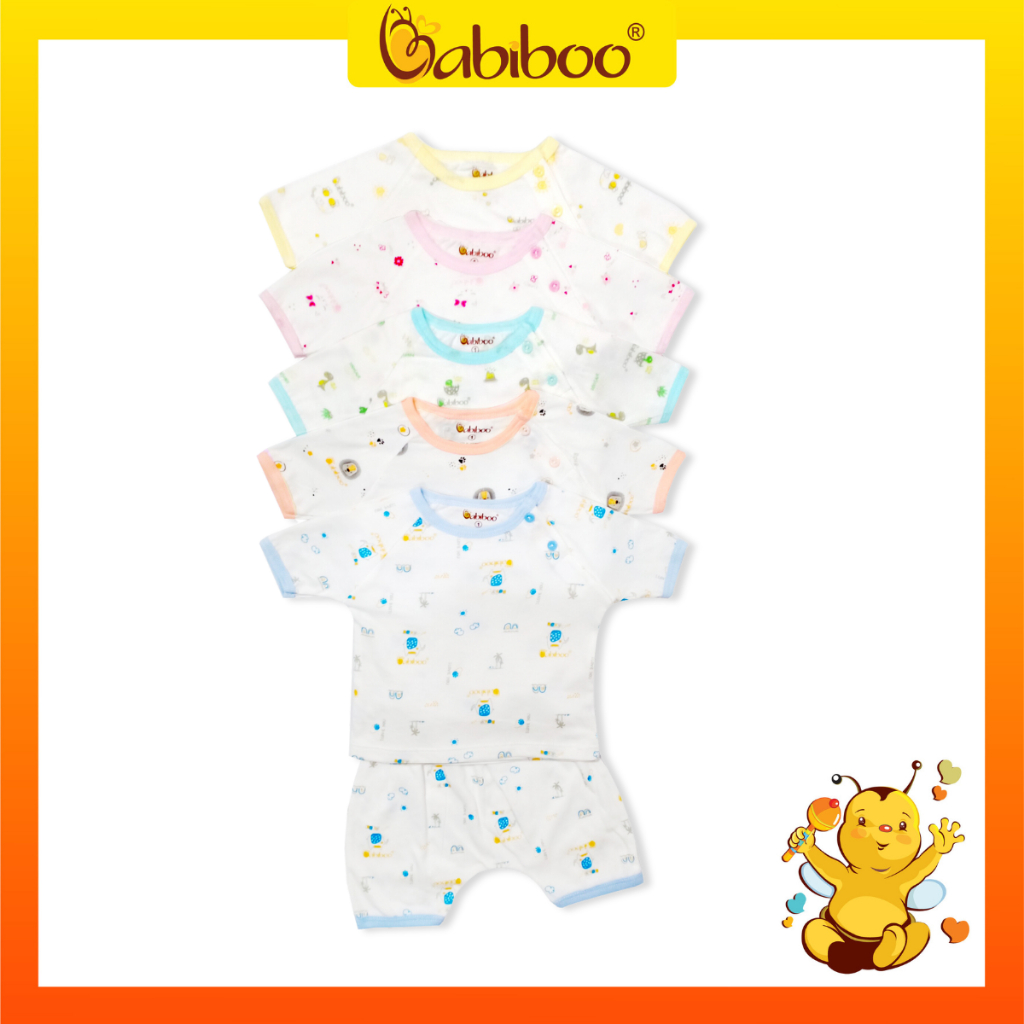 Đồ sơ sinh bé gái, bé trai Babiboo chất vải cotton mềm mại, họa tiết đáng yêu BB138