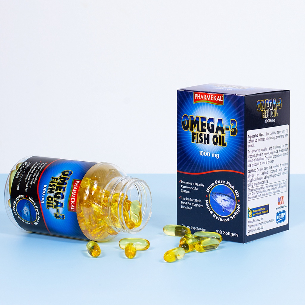 Viên Uống Dầu Cá Pharmekal Bổ Sung Omega 3 Omega 3 Fish Oil 1000mg hộp 100