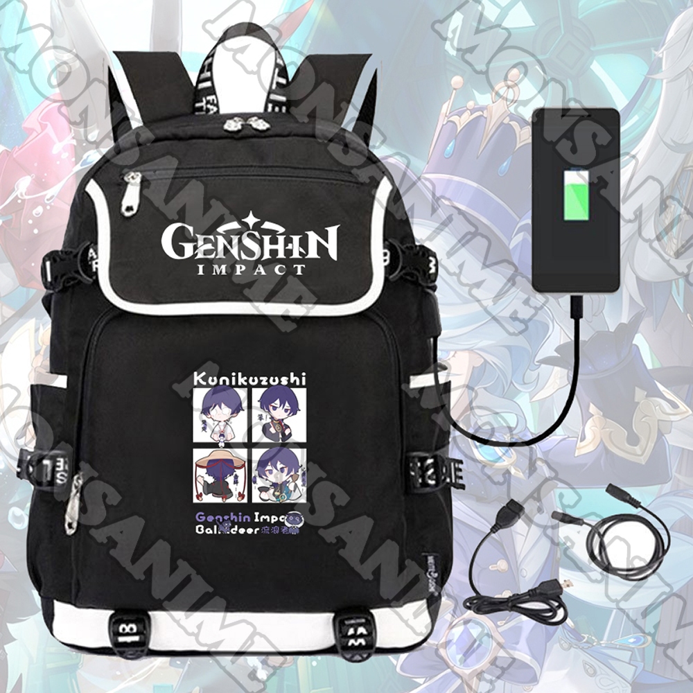 Balo nắp ngang in hình GENSHIN IMPACT ver Ô CỬA anime game chibi đi học cho nam nữ