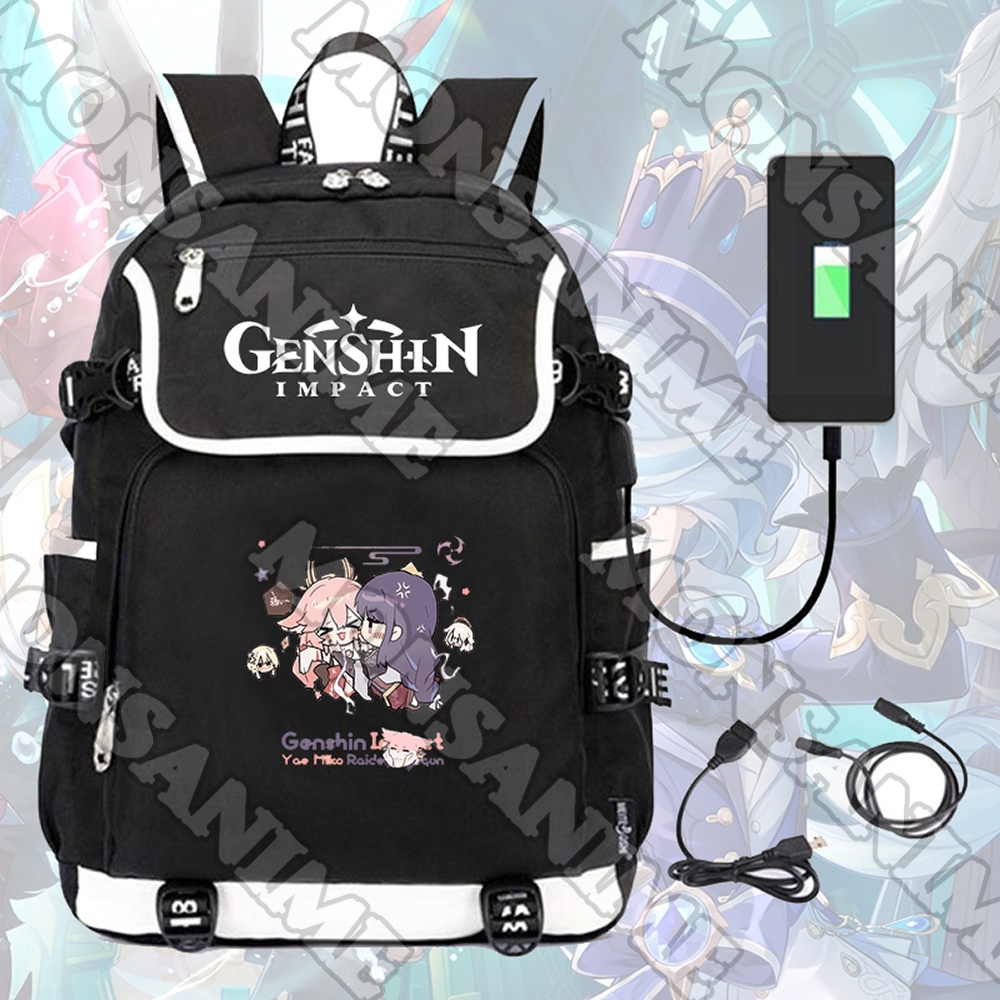 Balo nắp ngang in hình GENSHIN IMPACT ver Ô CỬA anime game chibi đi học cho nam nữ