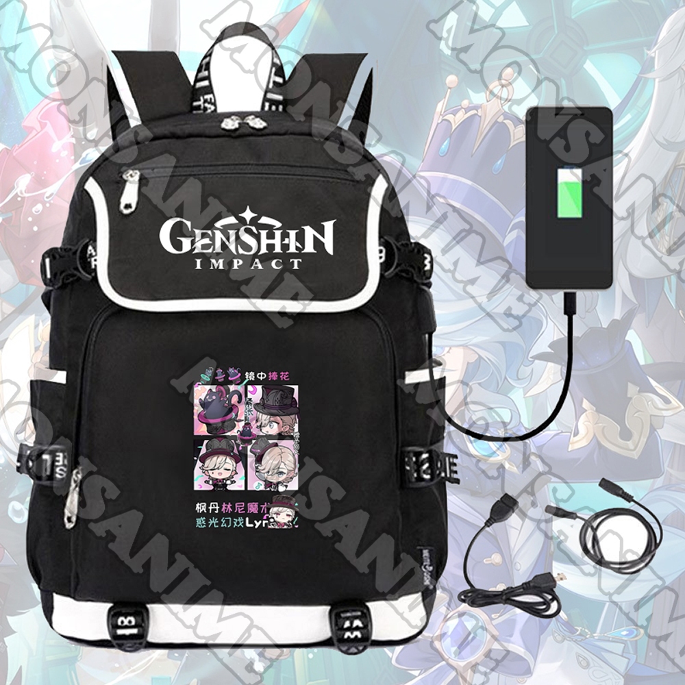 Balo nắp ngang in hình GENSHIN IMPACT ver Ô CỬA anime game chibi đi học cho nam nữ