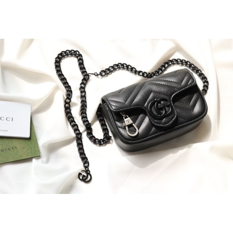 Túi xách nữ thời trang G/C MM sz17cm bản mới dây xích logo cực xinh kèm hộp Vip