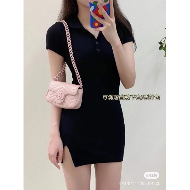 Túi xách nữ thời trang G/C MM sz17cm bản mới dây xích logo cực xinh kèm hộp Vip