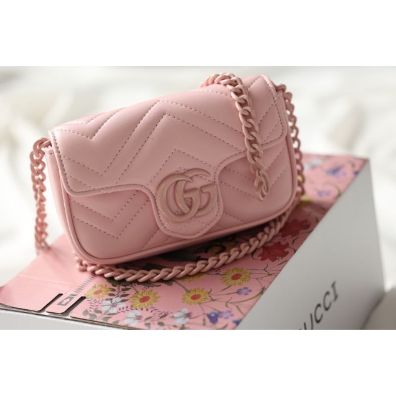 Túi xách nữ thời trang G/C MM sz17cm bản mới dây xích logo cực xinh kèm hộp Vip