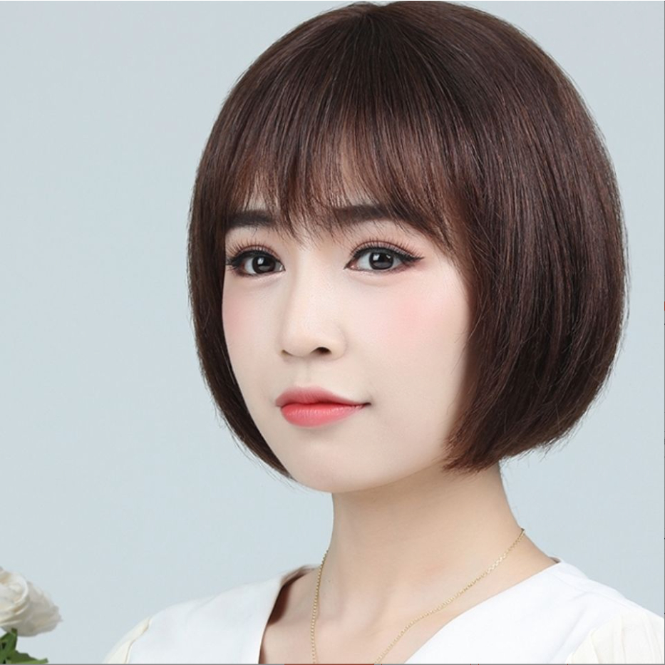 🌿Tặng Lưới🌿 Tóc giả nữ trung niên nguyên đầu tự nhiên - TG20