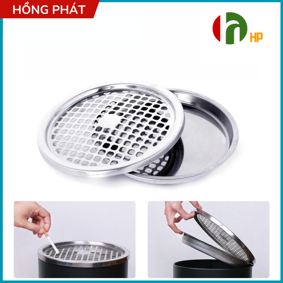 Thùng rác inox cao cấp, thùng rác có gạt tàn - VHP-YS-HPB40