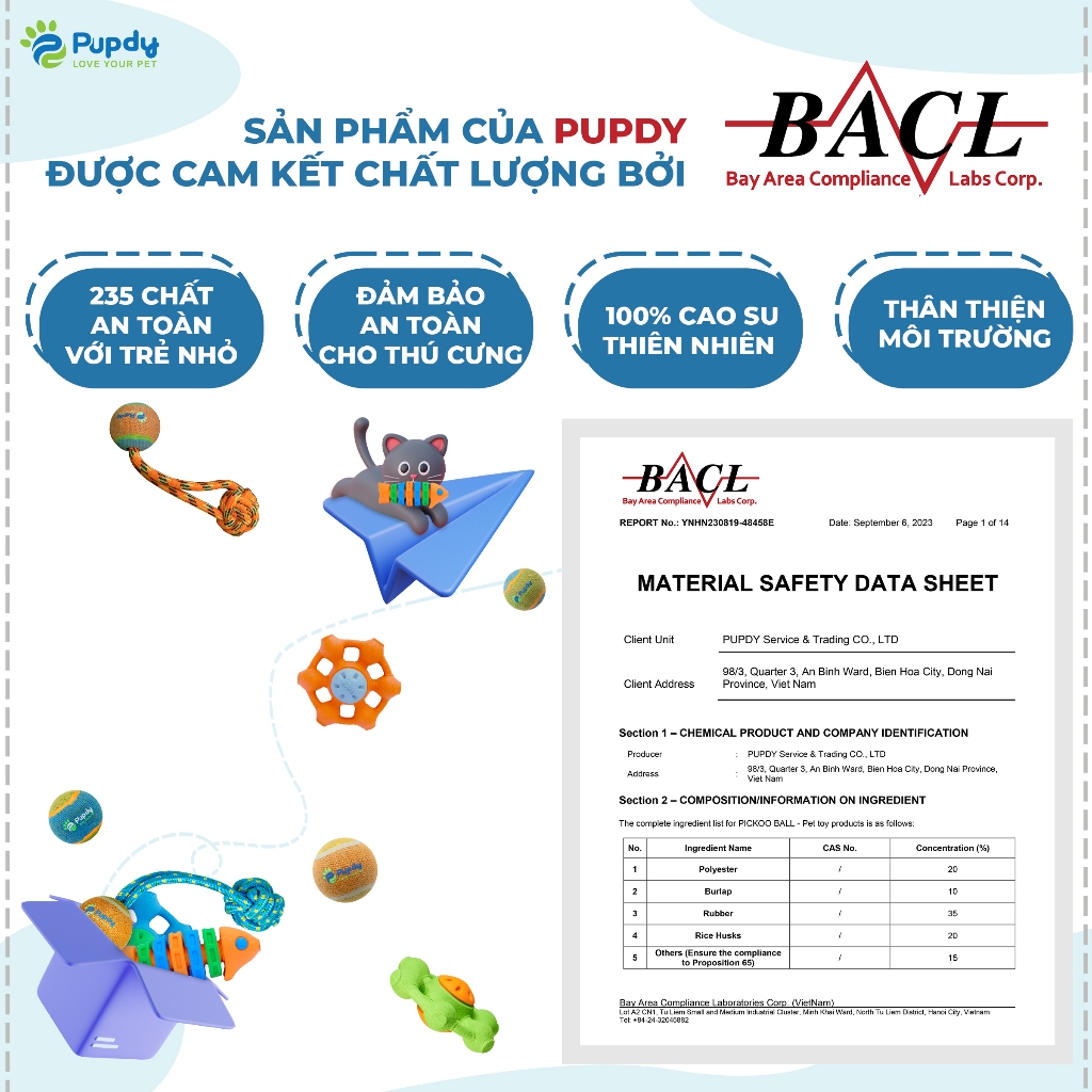 Đồ chơi banh trấu và bao bố cho chó mèo, thân thiện với môi trường - Pupdy - Bóng Biết Bay