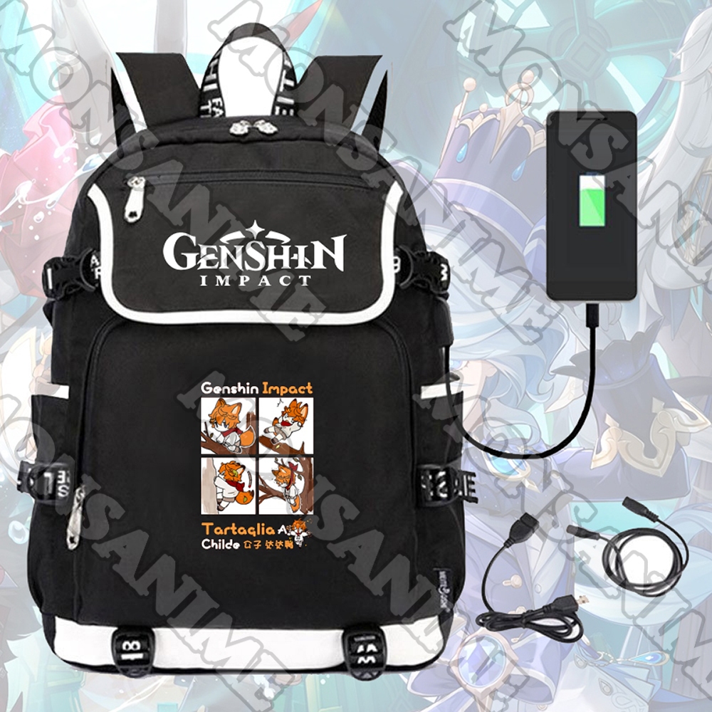 Balo nắp ngang in hình GENSHIN IMPACT ver Ô CỬA anime game chibi đi học cho nam nữ