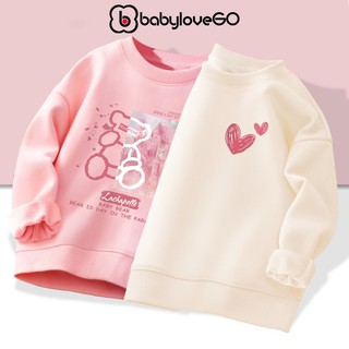 Áo sweater cho bé gái BabyloveGO áo thu đông dài tay cho bé cổ tròn in hình độc đáo mẫu mới 2024