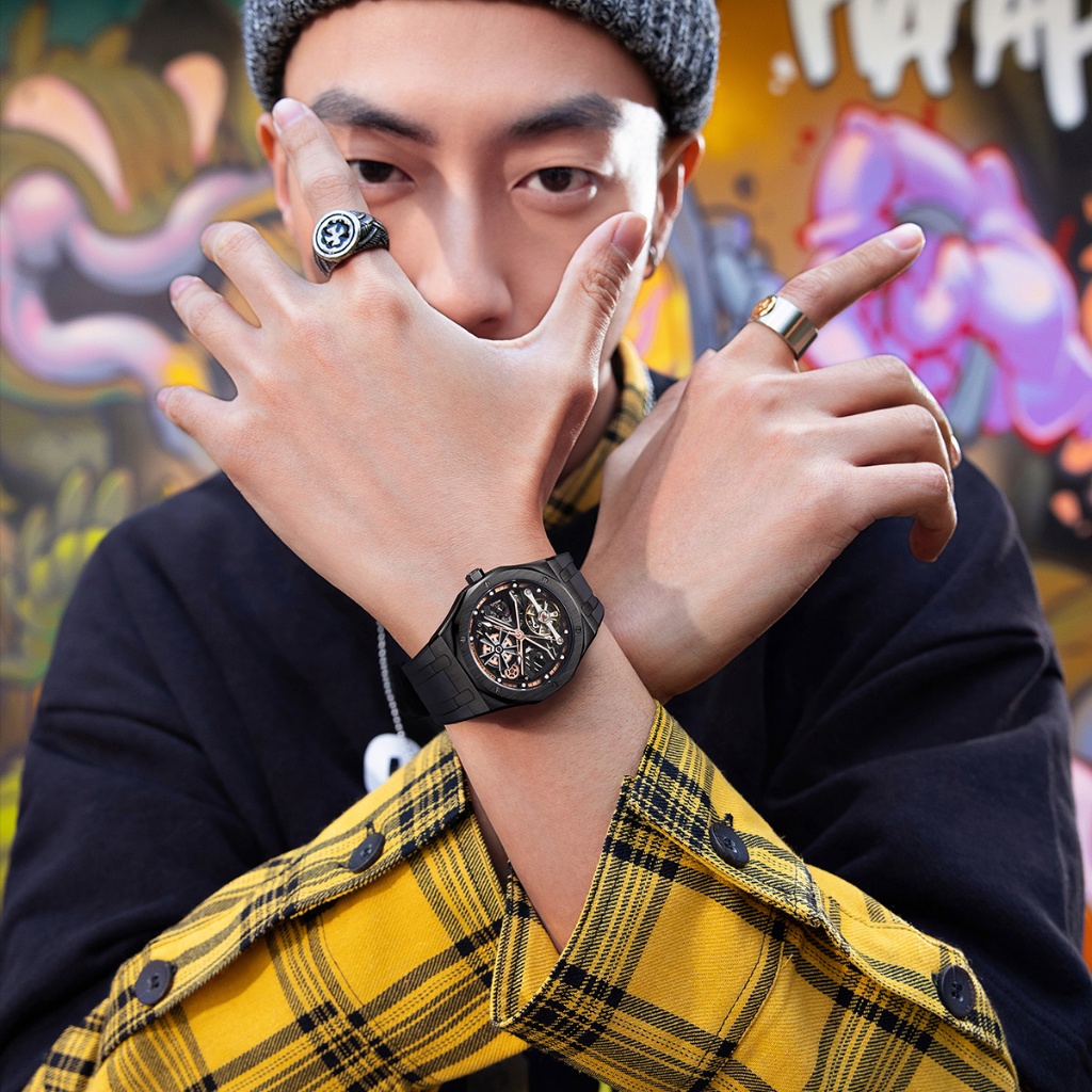 Đồng Hồ Cơ Nam Lộ Cơ Chính Hãng Mark Fairwhale FW019 Size 42mm Fw019,Đồng Hồ Nam Máy Cơ Automatic Chống Nước 3 ATM