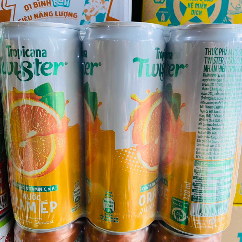 LỐC 6 LON COCA - STING -TWISTER - BÒ HÚC- ME BÍ CHANH DÂY 360