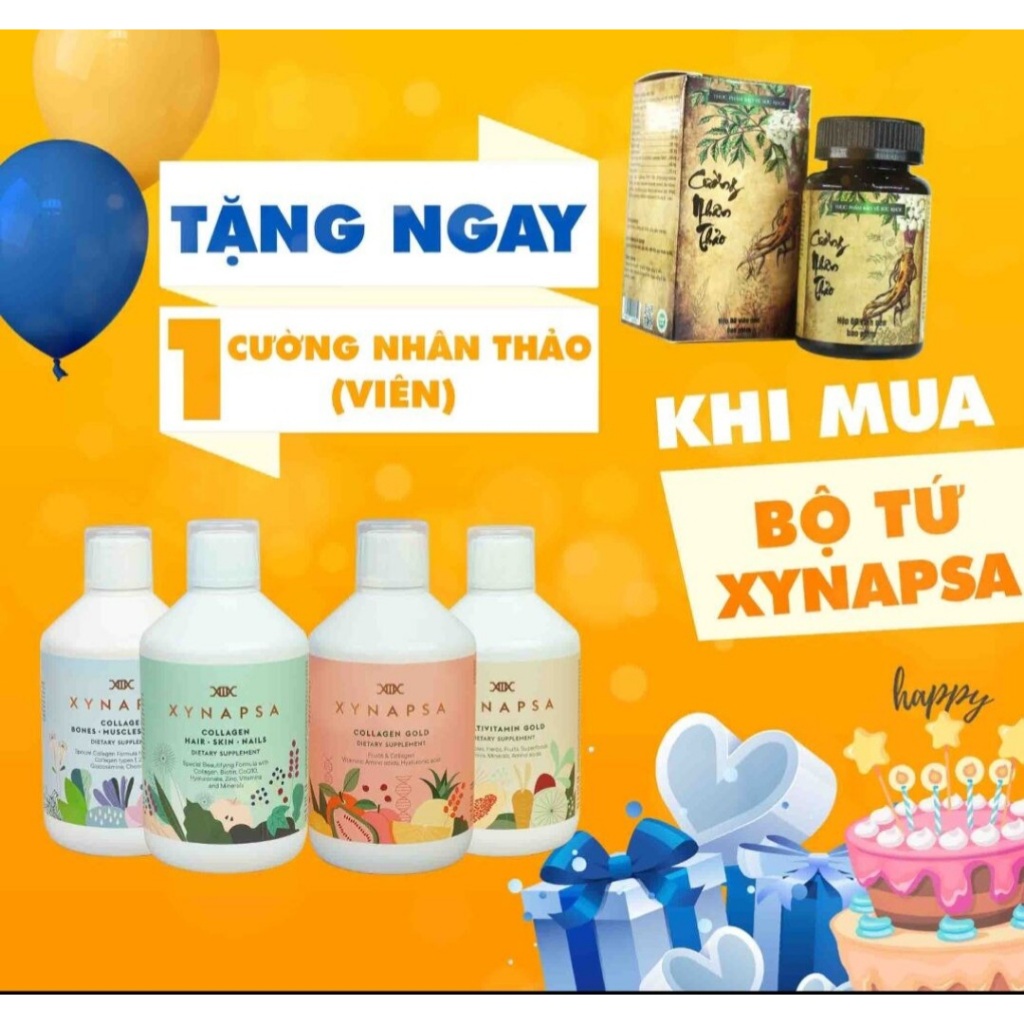 Combo bộ tứ xynapsa cửa sổ vàng tặng 1 cường nhân thảo hỗ trợ tăng cường sức khoẻ