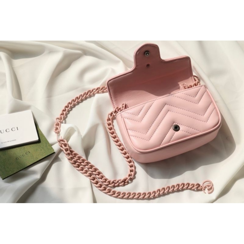 Túi xách nữ thời trang G/C MM sz17cm bản mới dây xích logo cực xinh kèm hộp Vip