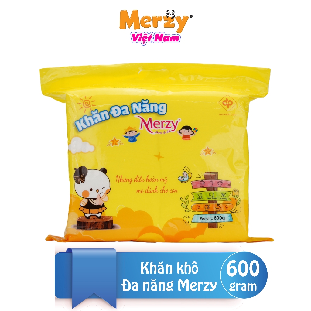 Khăn khô đa năng cho bé Merzy cao cấp 600gram Vàng bề mặt kim cương dùng thay khăn sữa cho bé Kích Thước 14x19 Cm