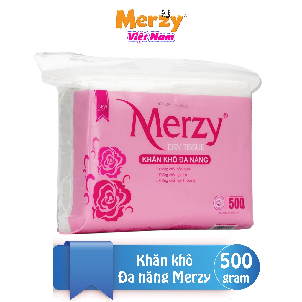 Khăn khô đa năng cho bé Merzy diệt khuẩn tia cực tím dùng thay khăn sữa cho bé 500 Gram Kích Thước 14x19 Cm