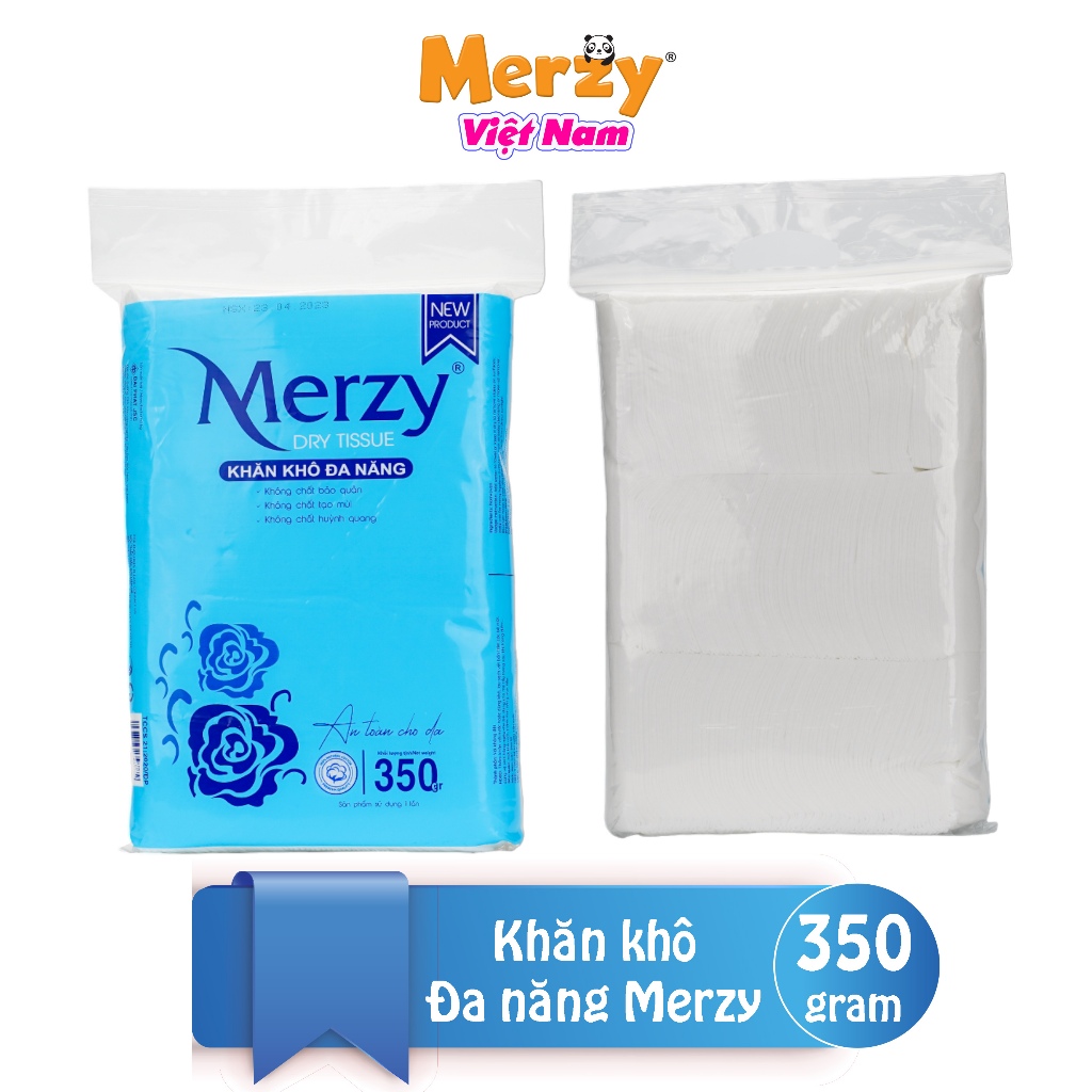 Khăn khô đa năng cho bé Merzy diệt khuẩn tia cực tím dùng thay khăn sữa cho bé 350 Gram Kích Thước 14x19 Cm