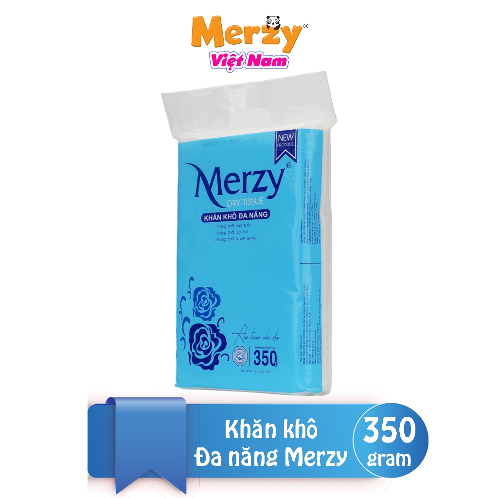 Khăn khô đa năng cho bé Merzy diệt khuẩn tia cực tím dùng thay khăn sữa cho bé 350 Gram Kích Thước 14x19 Cm