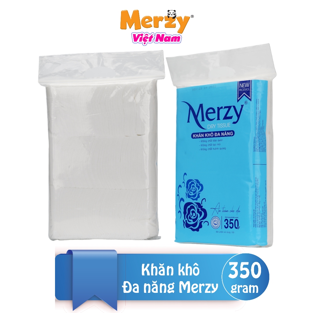 Khăn khô đa năng cho bé Merzy diệt khuẩn tia cực tím dùng thay khăn sữa cho bé 350 Gram Kích Thước 14x19 Cm