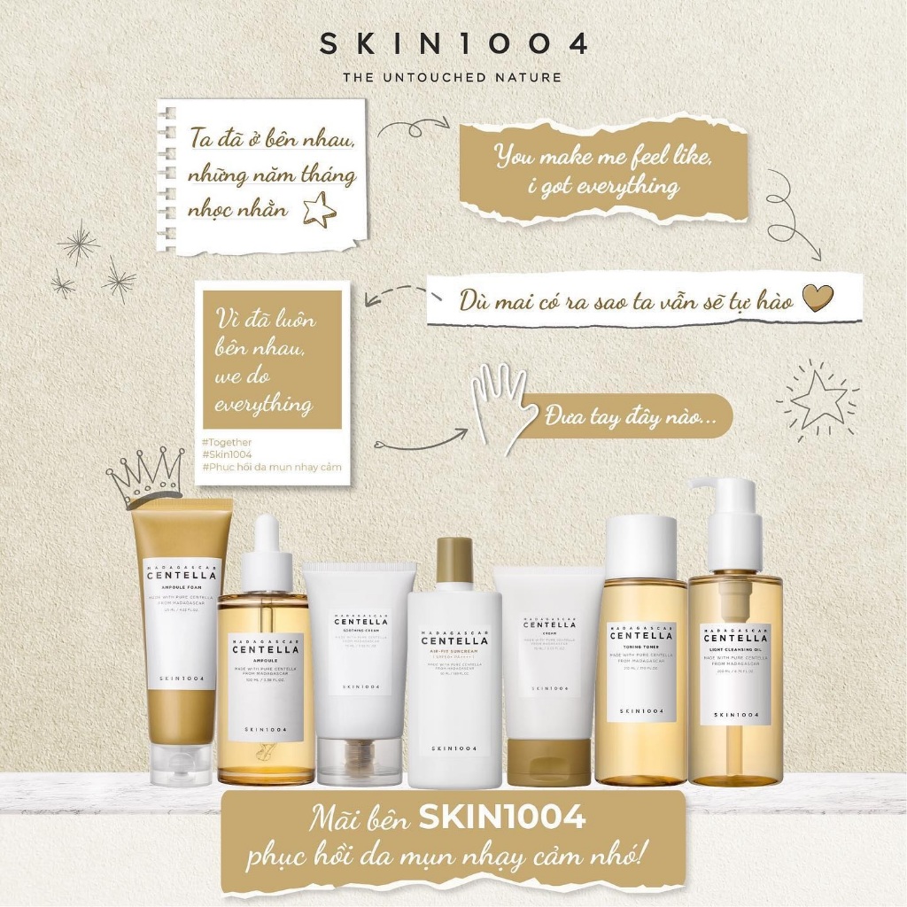 Bộ Sản Phẩm Chăm Sóc Da Mụn, Giúp Phục Hồi Da Chiết Xuất Từ Rau Má Skin1004 Madagascar Centella