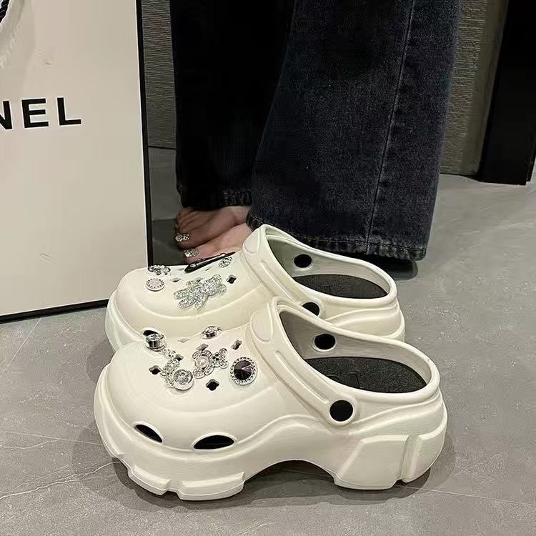 Dép sục nữ đế cao 7cm kèm sticker đính đá,Giày Sục Cross cao su eva đế cao 7cm MLS279-99