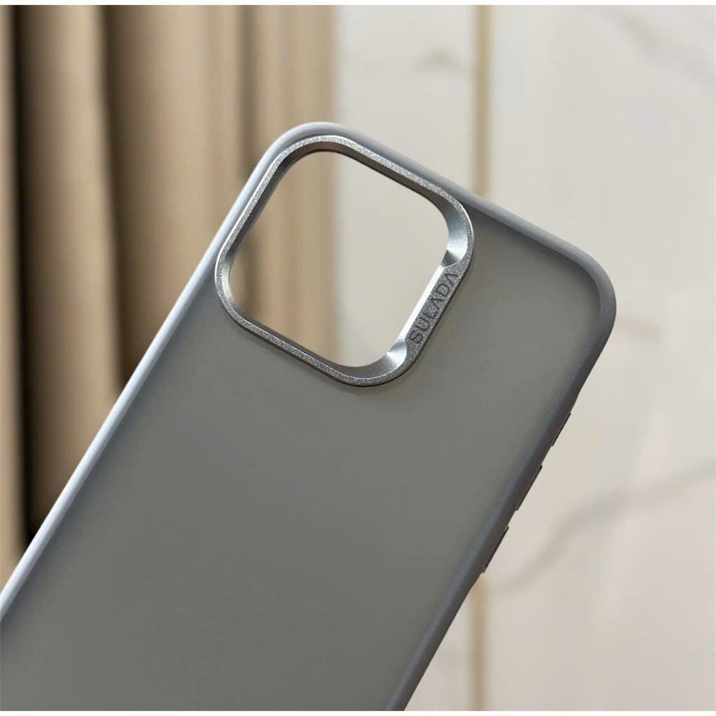 Ốp lưng Sulada nhám chống vân tay vành cam kim loại cho iPhone 15 Pro,15 Pro max,14 Pro max